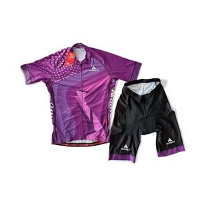 (NWT) Miloto Purple Cycling Jersey and Padded Shorts Set size XL